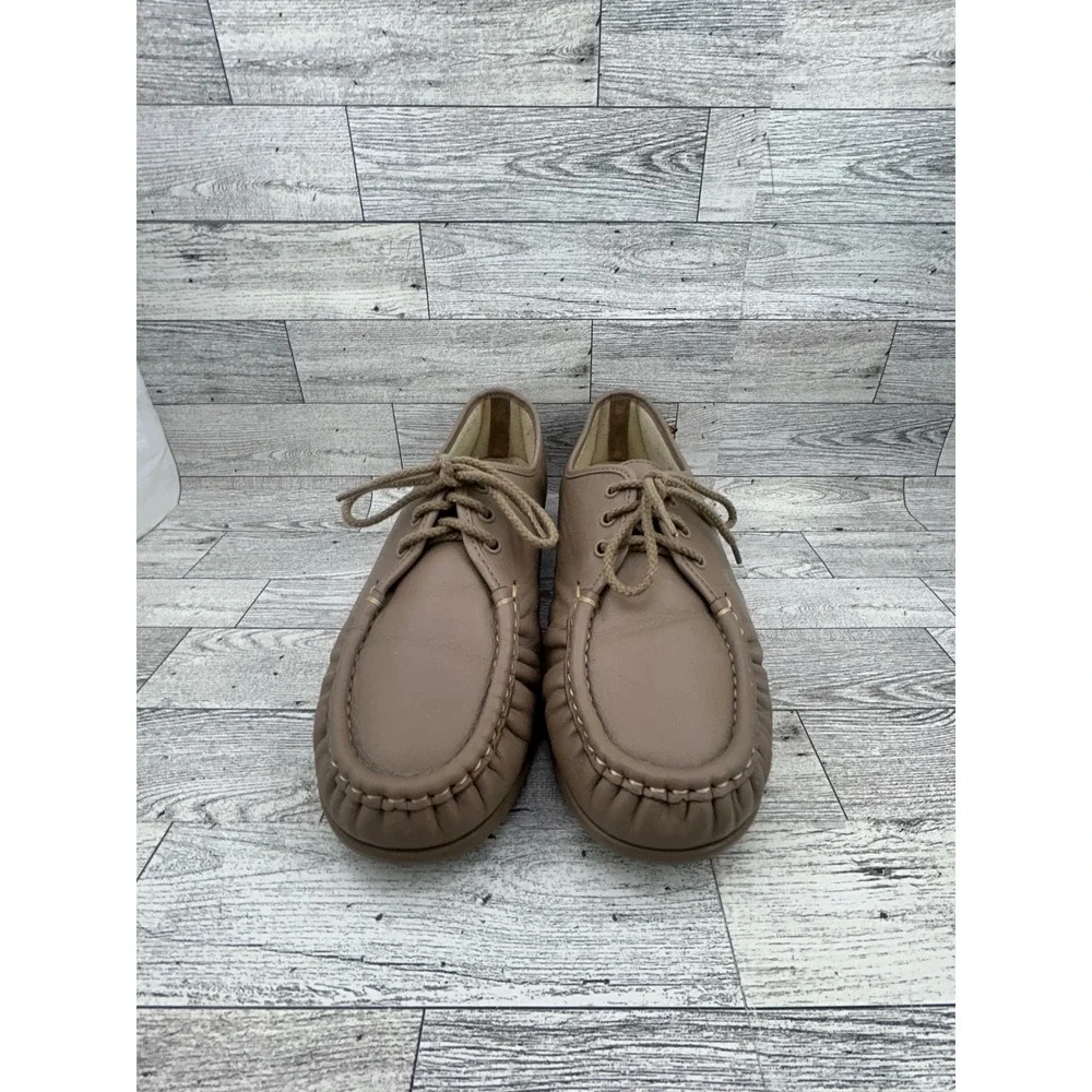 SAS Free Time Taupe Leather Lace Up Walking Shoes‎ Women Sz 10.5 WW Handsewn USA